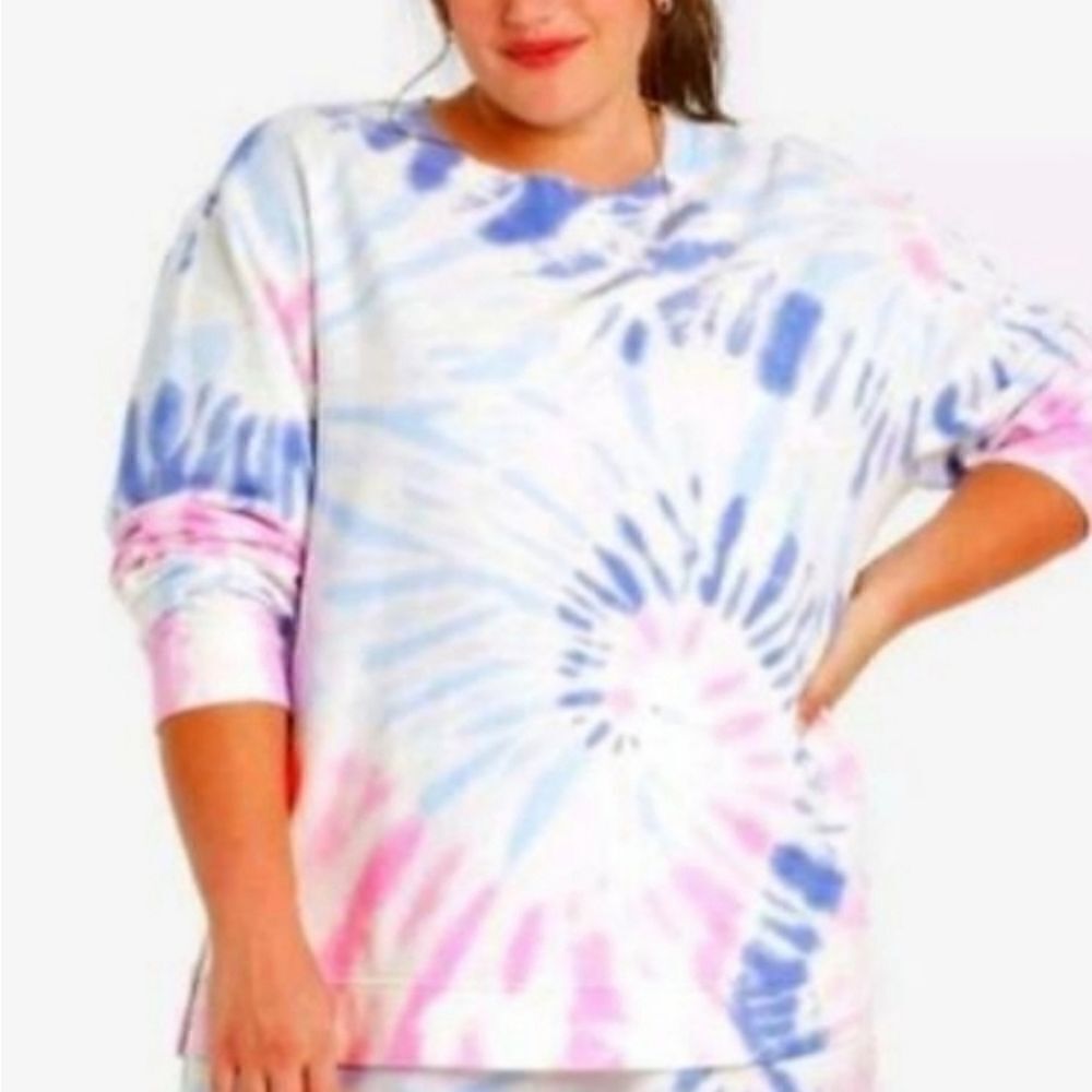 Ava & Viv Pastel Tie-Dye Crewneck Sweatshirt in Blue, Pink & White